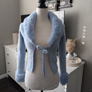 Faux Fur Ribbed Cardigan